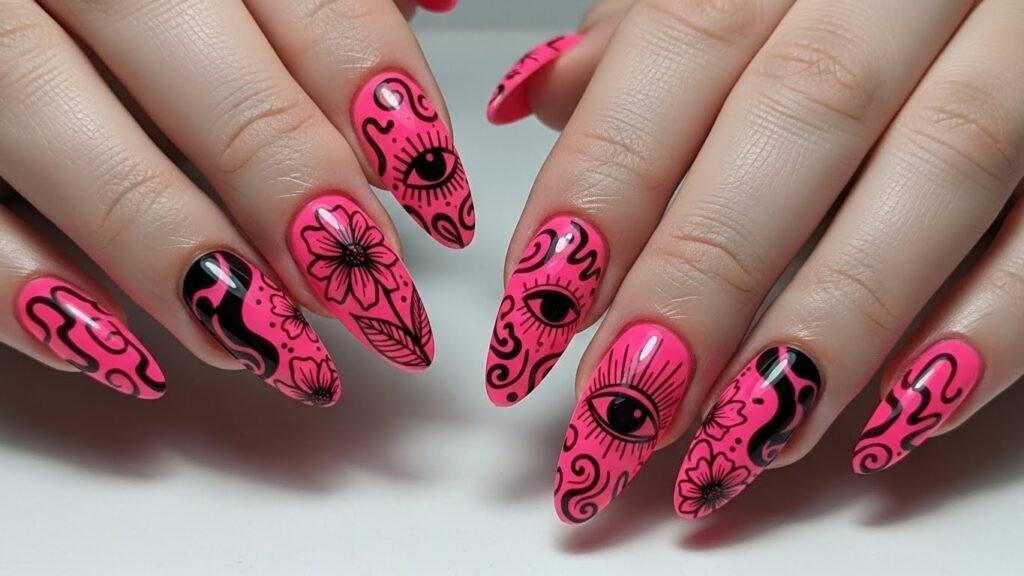 Drawn to You Nail Design