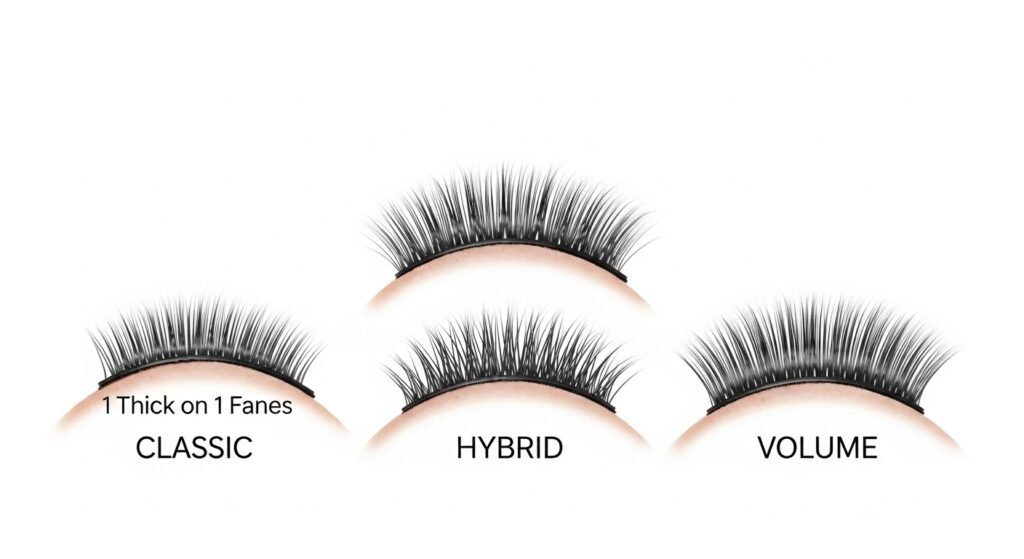 Key Differences: Classic vs. Hybrid vs. Volume Lashes